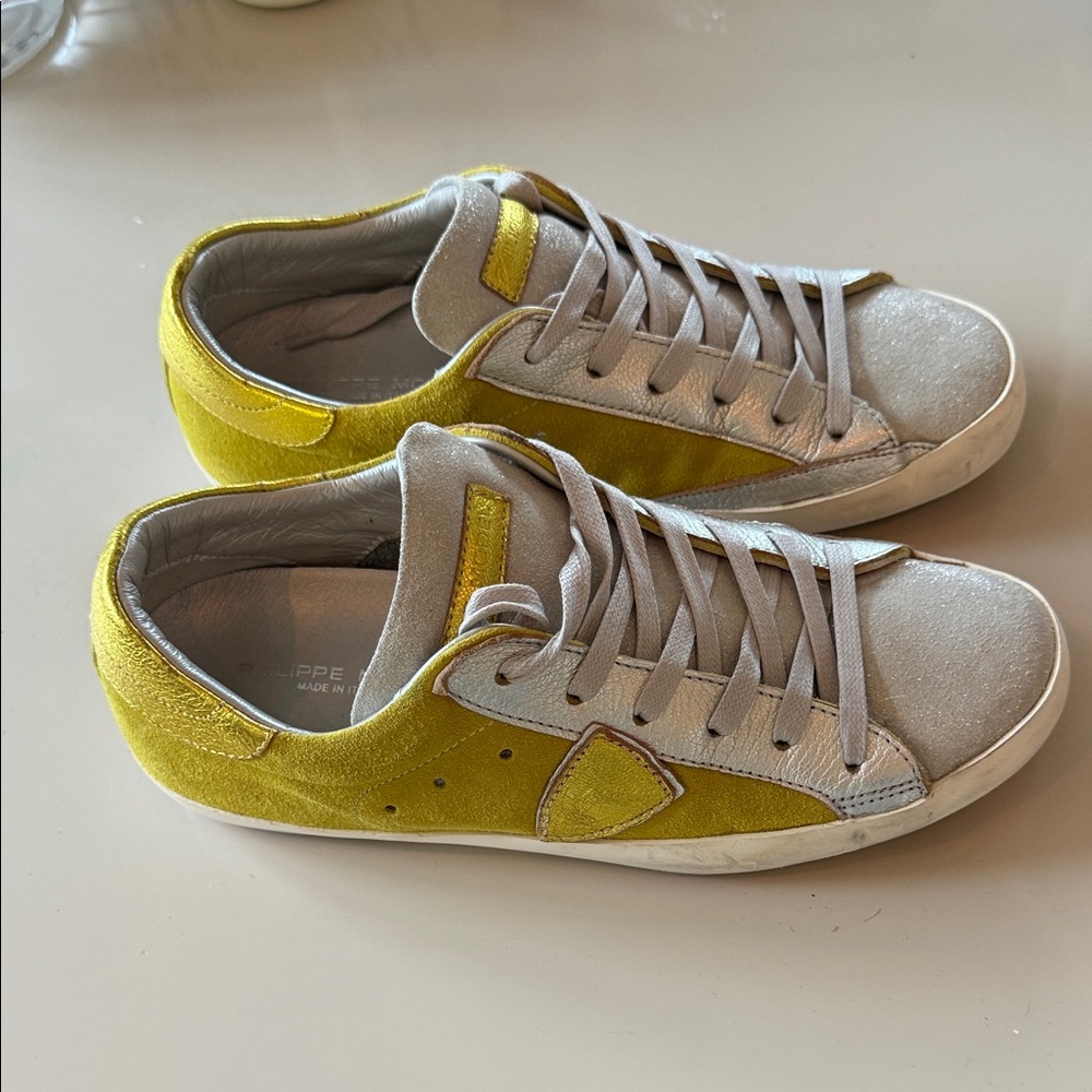Yellow and White Philippe Model Sneakers